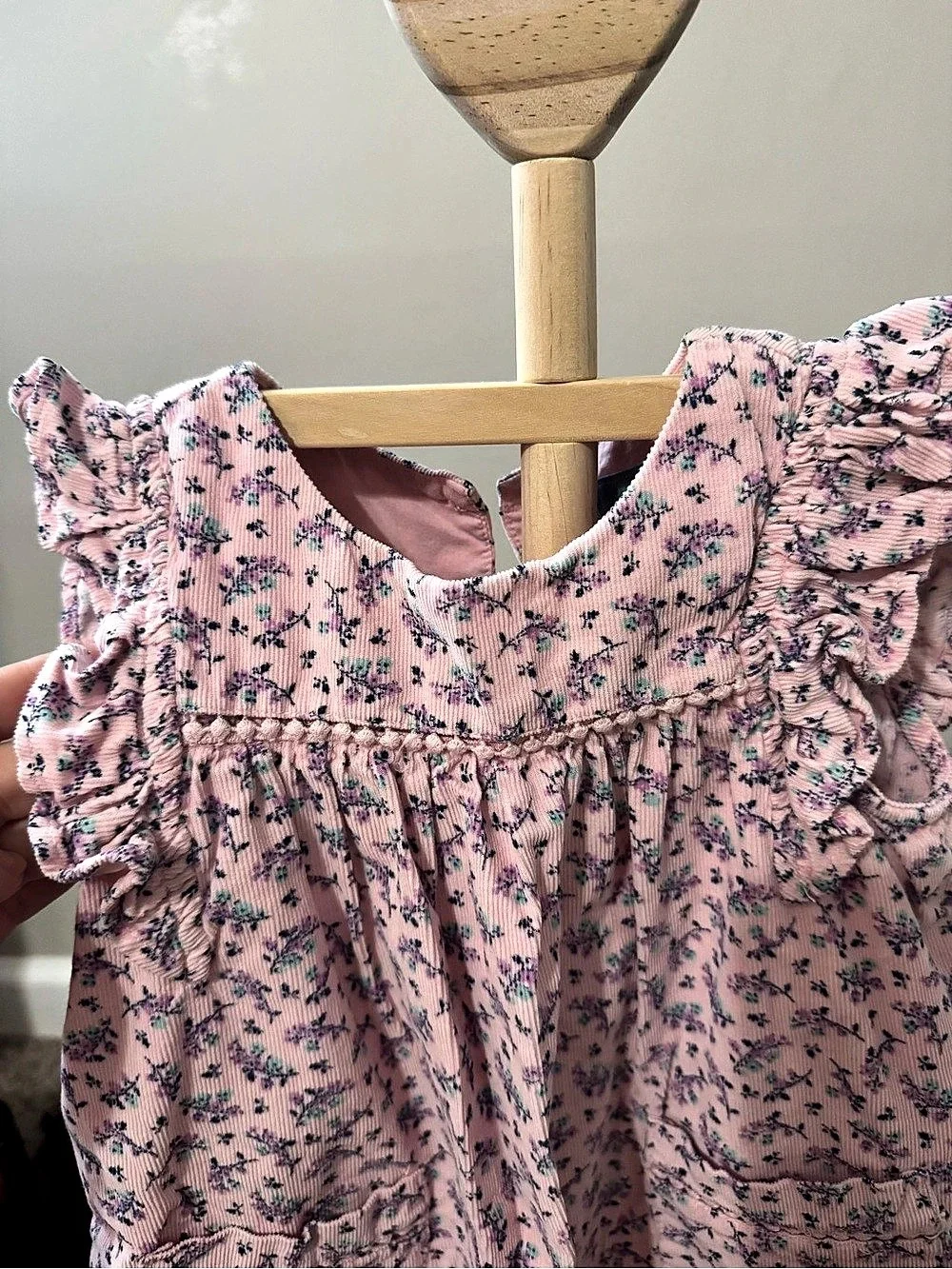 babyGap Floral Ruffle Corduroy Dress Pink & Blue Baby 18-24M